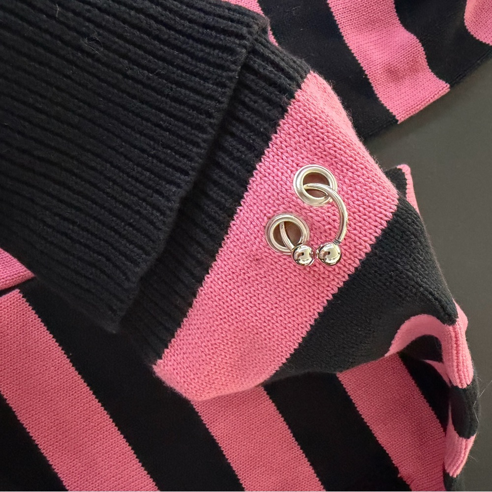 Dolls Kill Pink and Black Striped Leg Warmers - Picture 4 of 5